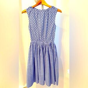 Cotton Gingham Checkered Dress garden party modest dress size S farm sleeveless